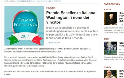 PREMIO ECCELLENZA ITALIANA: WASHINGTON, I NOMI……