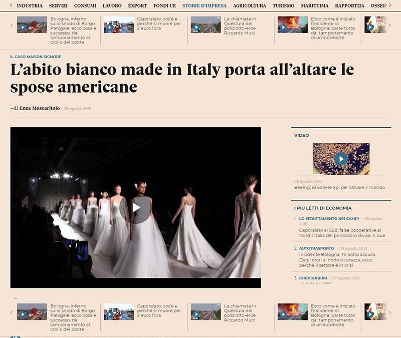 L’abito bianco made in Italy porta all’altare le spose americane