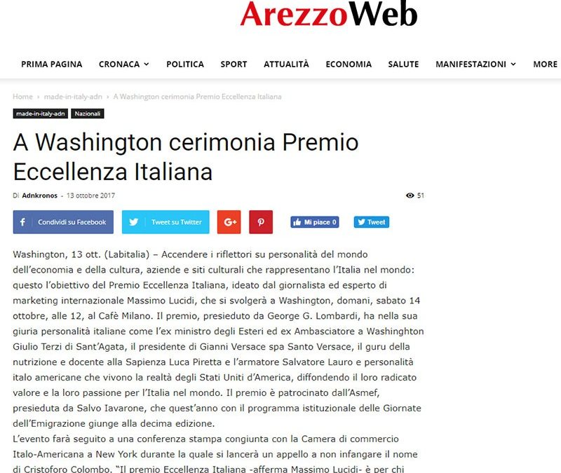 A Washington cerimonia premio eccellenza Italiana…