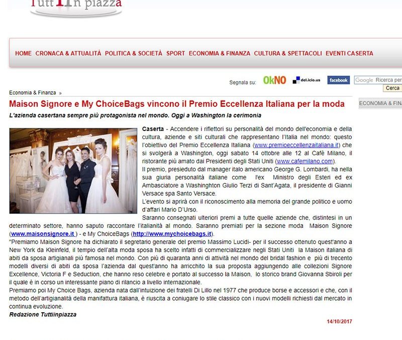 Maison Signore e My ChoiceBags vincono il Premio Eccellenza Italiana per la moda