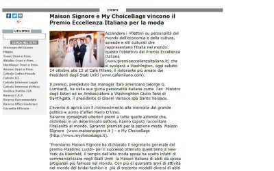 MAISON SIGNORE E MY CHOICEBAGS VINCONO IL PREMIO ECCELLENZA